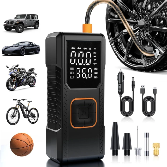 Main image of Tire Inflator Portable Air Compressor, 150PSI Cordless/12V DC Air Pump for Car Tires with Pressure Gauge, Auto Shut-Off, Faster Tire Inflator Bike Pump for Car, Motorcycle, Bicycle, Ball