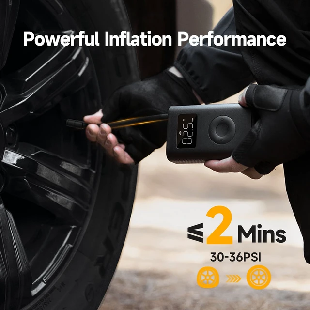 Alt view image 2 of 7 - Portable Electric Air Compressor, 150 PSI Tire Inflator for Car, Scooter, Bike Tires and Balls - Cordless with Digital Pressure Detection Charcoal Black