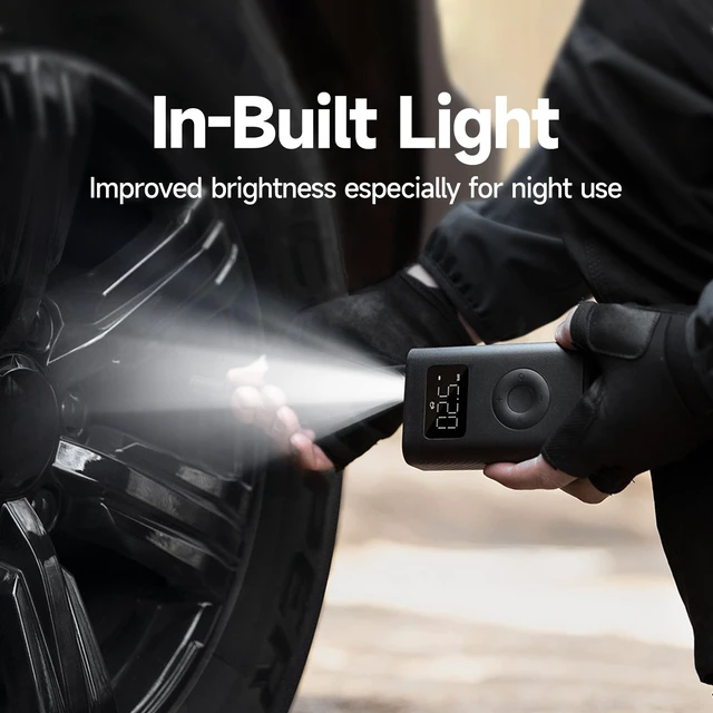 Alt view image 5 of 7 - Portable Electric Air Compressor, 150 PSI Tire Inflator for Car, Scooter, Bike Tires and Balls - Cordless with Digital Pressure Detection Charcoal Black
