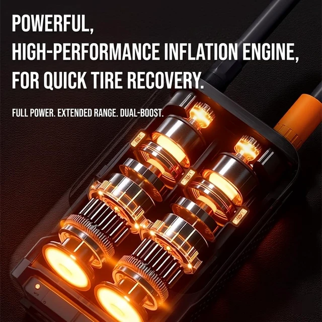 Alt view image 3 of 7 - Cordless Tire Inflator Portable Air Compressor Car/Bike Air Pump Smartour | Fast Inflation for Car/Motorcycle/Bike/Balls, Preset Pressure, Auto-Stop When Full, Rechargeable, LED Light, 4 Nozzles