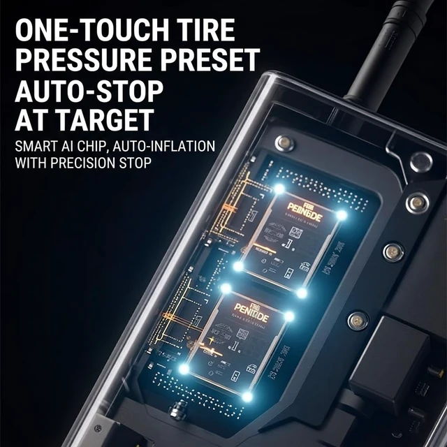 Alt view image 4 of 7 - Cordless Tire Inflator Portable Air Compressor Car/Bike Air Pump Smartour | Fast Inflation for Car/Motorcycle/Bike/Balls, Preset Pressure, Auto-Stop When Full, Rechargeable, LED Light, 4 Nozzles