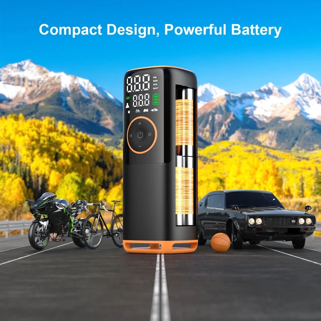 Alt view image 4 of 7 - Tire Inflator Portable Air Compressor-160 PSI Car Tire Air Pump, Bike Pump with Gauge, Portable Tire Pump for Car, Bike, Motorcycle Tires, Balls, and More