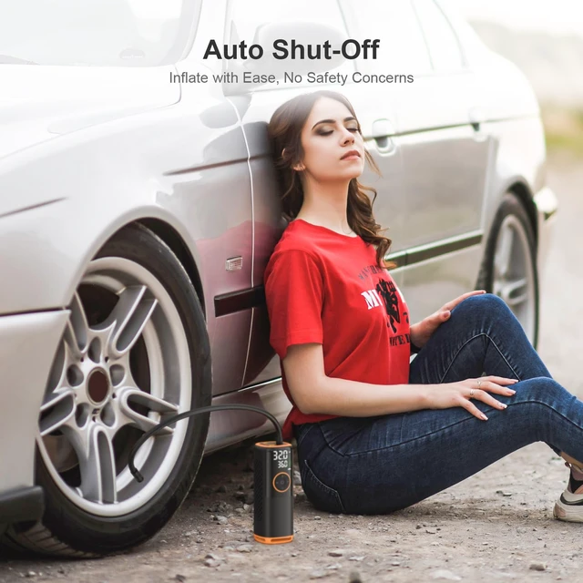 Alt view image 6 of 7 - Tire Inflator Portable Air Compressor-160 PSI Car Tire Air Pump, Bike Pump with Gauge, Portable Tire Pump for Car, Bike, Motorcycle Tires, Balls, and More