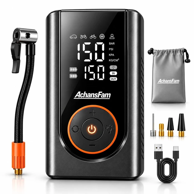 Main image of L9 Pro Portable Air Pump 150PSI with LED Light, 0.8 lbs Weight | 5-in-1 Emergency Tool, 5 Inflation Modes, 3600mAh Battery, Auto Shutoff, Builtin Pressure Gauge