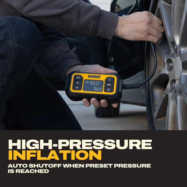 Alt view image 3 of 7 - Tire Inflator, Portable Air Compressor with Digital Display Pressure Gauge & Auto Shut Off, 150 PSI 12V DC Corded & Battery Powered Air Pump with LED Light for Car, Motorcycle, Bike, Balls