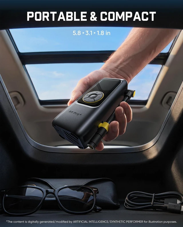 Alt view image 2 of 7 - X11 Pro+ Portable Tire Inflator, 39s Fast Inflate for Compact Car | Lightweight and Compact, 150PSI, Powerfull Battery, Magnetic Hose Storage, Auto Stop, Easy to Control, ±1 PSI Accuracy