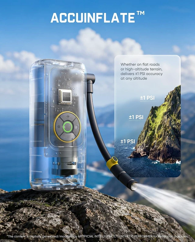 Alt view image 5 of 7 - X11 Pro+ Portable Tire Inflator, 39s Fast Inflate for Compact Car | Lightweight and Compact, 150PSI, Powerfull Battery, Magnetic Hose Storage, Auto Stop, Easy to Control, ±1 PSI Accuracy
