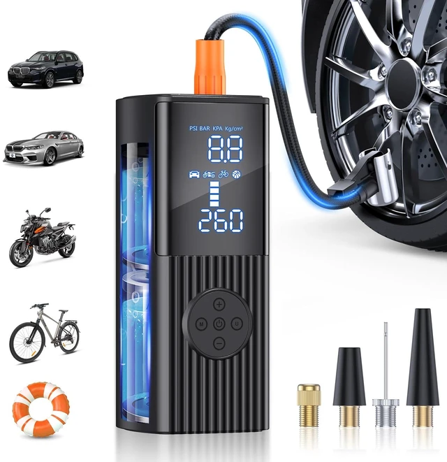 Main image of Tire Inflator Portable Air Compressor, 180PSI Cordless Air Pump with LCD Digital Display, 3X Faster Tire Inflator for Car, Motorcycle, Bicycle and Balls
