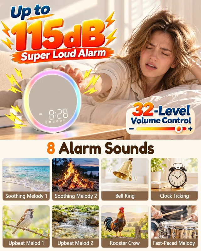 Alt view image 3 of 7 - Loud Alarm Clock with Wireless Bed Shaker: Strong Vibration Wake Up On Time | Alarm Clock for Heavy Sleepers, Easy to Use & Set Up, Dual Alarms with 3 Repeat Modes, A Useful Gift for Deep Sleepers