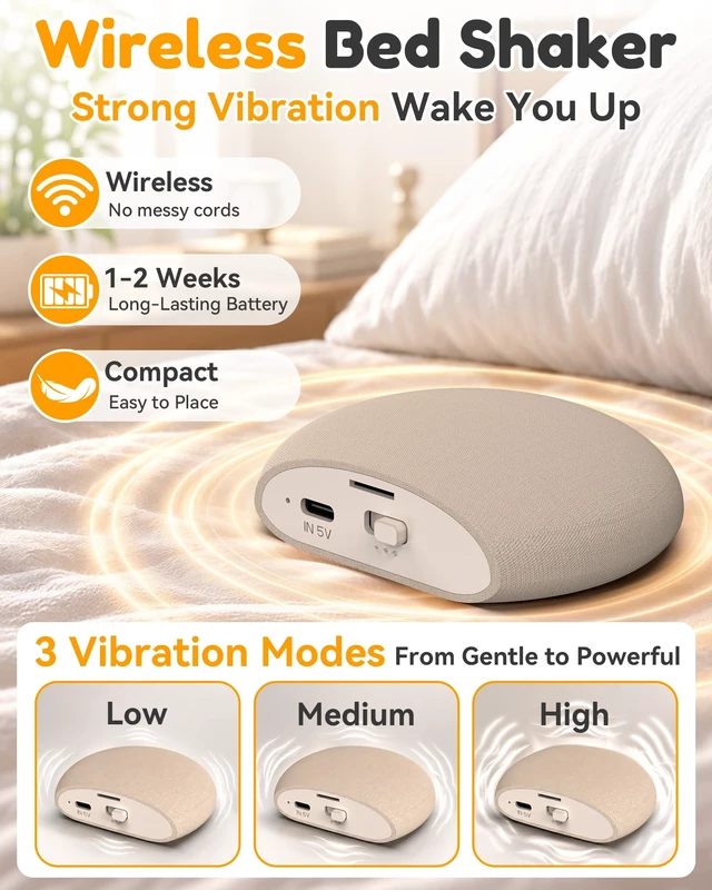 Alt view image 4 of 7 - Loud Alarm Clock with Wireless Bed Shaker: Strong Vibration Wake Up On Time | Alarm Clock for Heavy Sleepers, Easy to Use & Set Up, Dual Alarms with 3 Repeat Modes, A Useful Gift for Deep Sleepers