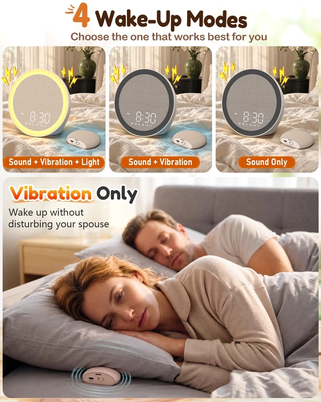 Alt view image 6 of 7 - Loud Alarm Clock with Wireless Bed Shaker: Strong Vibration Wake Up On Time | Alarm Clock for Heavy Sleepers, Easy to Use & Set Up, Dual Alarms with 3 Repeat Modes, A Useful Gift for Deep Sleepers