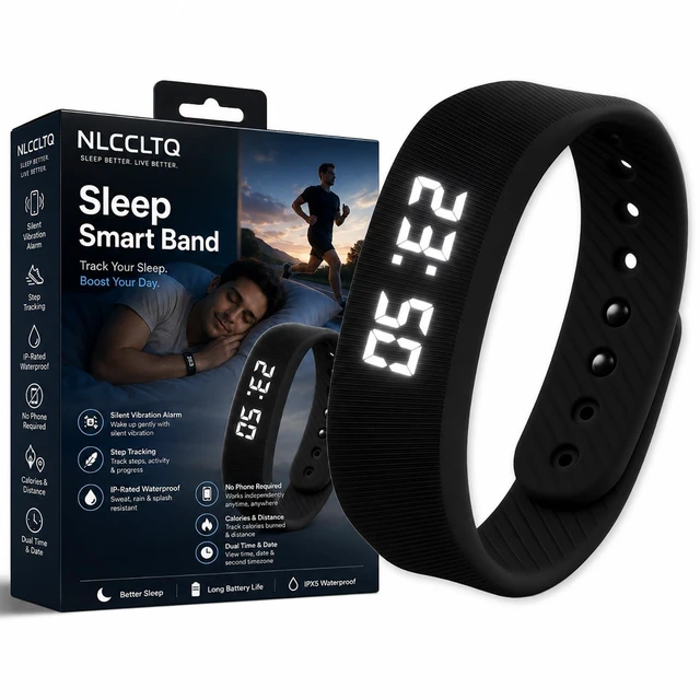 Main image of Vibrating Alarm Wristband Watch Bracelet for Heavy Sleepers Silent Wake Up Clock with Vibration Alert Digital Silicone Band Small Wearable Smart Running Sports Reminder Morning Deaf People Deep Sleep