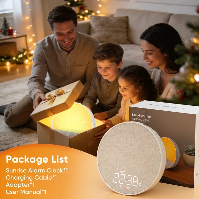 Alt view image 7 of 7 - Sunrise Alarm Clock Wake Up Light, Dual Alarms with White Noise | 30 Sleep Sounds, 8 Colors Dimmer Night Light, Digital Alarm Clock 12/24H Timer for Bedroom, Heavy Sleepers, Adults