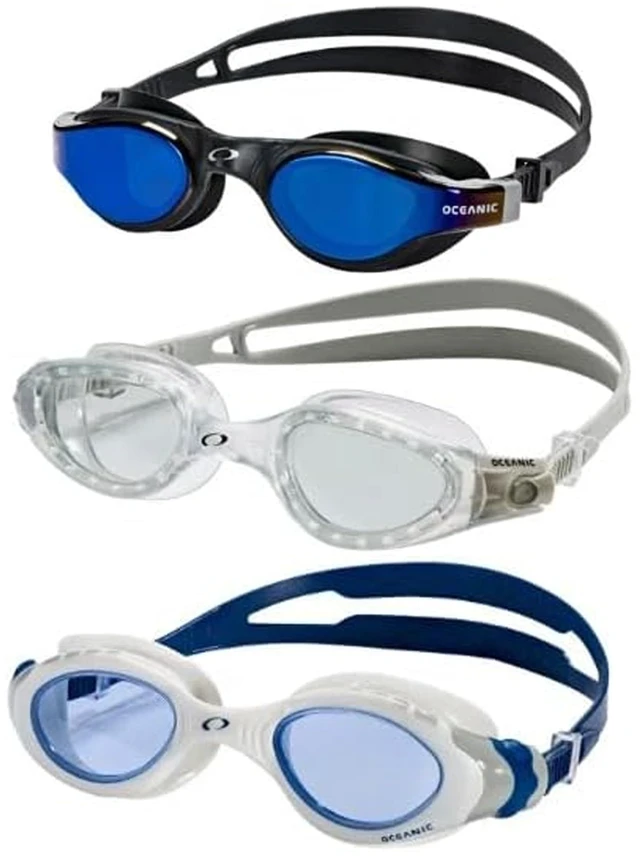 Main image of Adult Swim Goggles 3-Pack, Anti-Fog UV400, Leakproof, L/XL | 1 Mirrored + 2 Clear Lens Pairs, Easy Side-Adjust Straps, Great for Lap Swimming, Training & Open Water Sessions