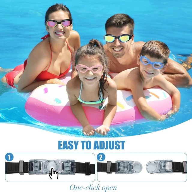 Alt view image 4 of 7 - 10 Pack Swim Goggles for Kids Adults Pool Goggles, Assorted Colors | Leak-proof Seal, Includes Ear Plugs Nose Clips, Fits 6-14 Age Range, Anti Fog Coating for Pool Training and Family Swim