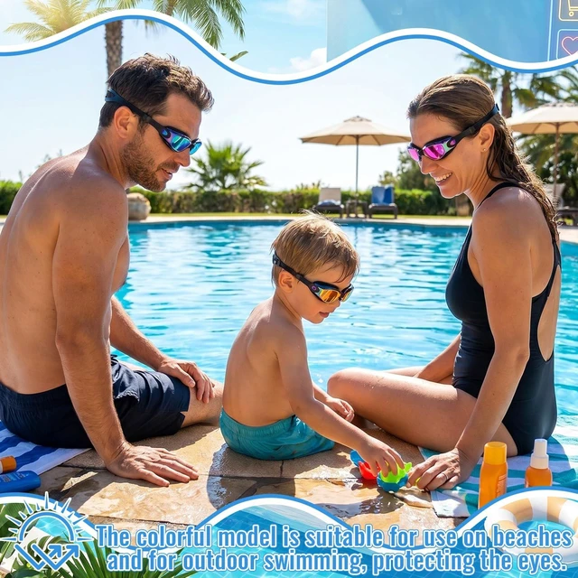 Alt view image 5 of 7 - 10 Pack Swim Goggles for Kids Adults Pool Goggles, Assorted Colors | Leak-proof Seal, Includes Ear Plugs Nose Clips, Fits 6-14 Age Range, Anti Fog Coating for Pool Training and Family Swim