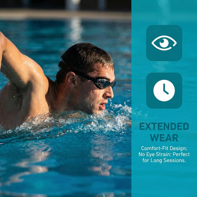 Alt view image 7 of 7 - Swim Goggles with Anti-Fog, Anti-UV Lenses, No Leaking, Clear Vision for Adults Men Women Youth (black)