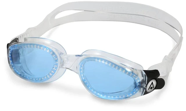 Alt view image 3 of 4 - Kaiman Adult Swimming Goggles - The Original Curved Lens Goggle, Comfort & Fit for the Active Swimmer | Unisex Adult, Blue Tinted Lens, Transparent/Transparent Frame, EP3000000LB
