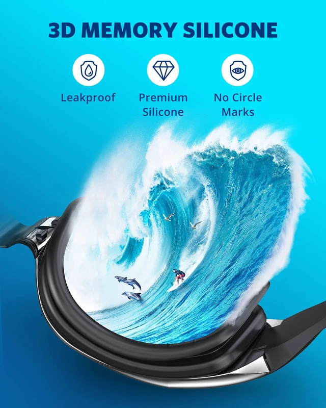 Alt view image 5 of 7 - Swim Goggles 2 Pack for Adult Men Women No Leak with Storage Case | Anti-Fog UV Protection Mirrored Swim Glasses