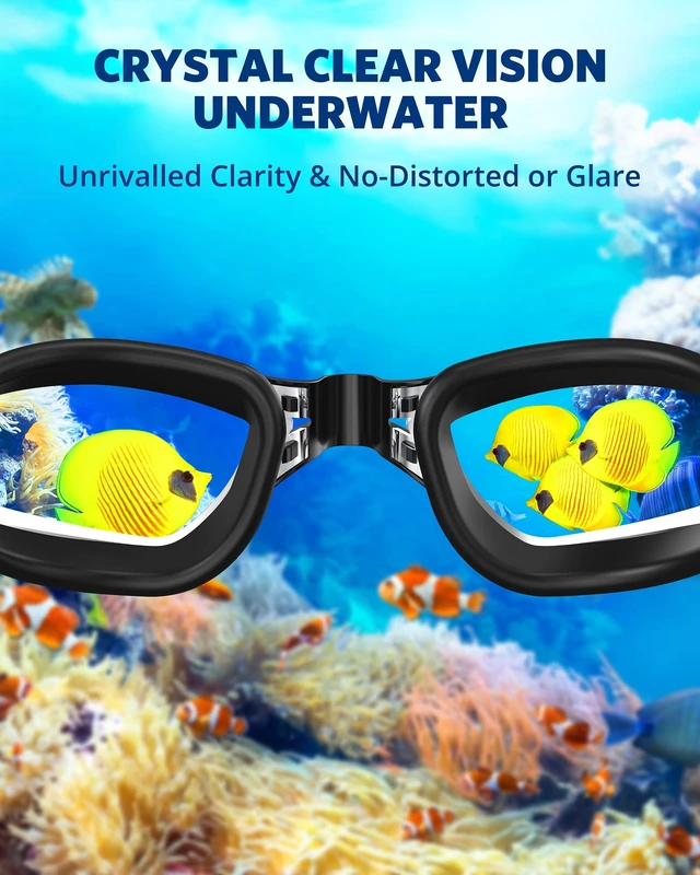 Alt view image 6 of 7 - Swim Goggles 2 Pack for Adult Men Women No Leak with Storage Case | Anti-Fog UV Protection Mirrored Swim Glasses