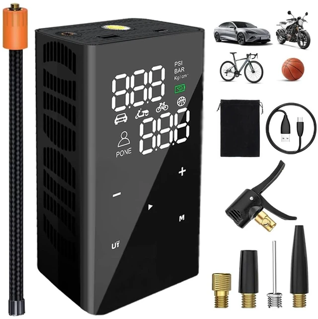 Main image of Tire Inflator Portable Air Compressor, 4X Faster Inflation Cordless Electric Air Pump for Car Tires with Digital Tire Pressure Gauge SUV, Light Truck, Motorcycle, Bike, Car Accessories Gifts for Men