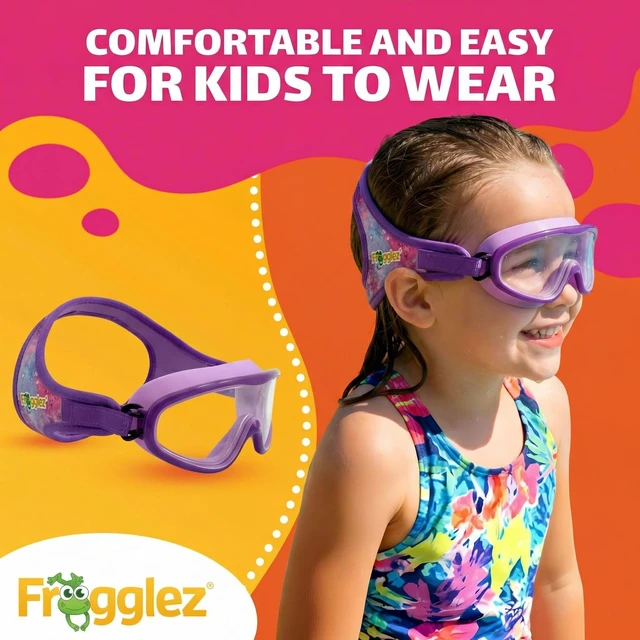 Alt view image 2 of 7 - Kids Goggles Mask Ages 4-10, Wide View, Anti-Fog, Purple Galaxiez | No hair pull patented strap, Anti fog coating, Wide view panoramic lens, Mask style fit