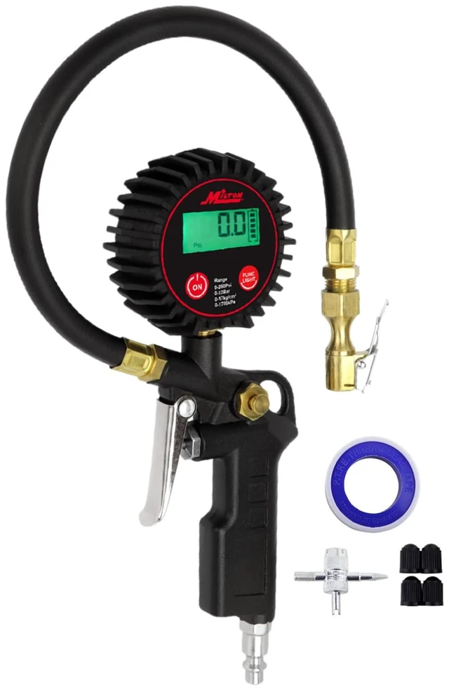 Main image of 507KIT Digital Tire Inflator Car Accessories w/Accurate Air Tire Pressure Gauge, 14 Rubber Air Hose 250 PSI, Brass Lock-On Clip Air Chuck and Compressor Accessories