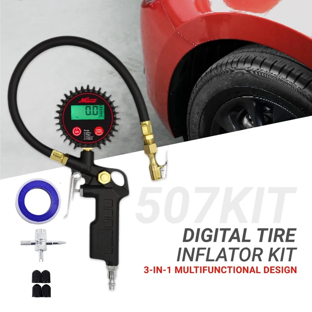 Alt view image 7 of 7 - 507KIT Digital Tire Inflator Car Accessories w/Accurate Air Tire Pressure Gauge, 14 Rubber Air Hose 250 PSI, Brass Lock-On Clip Air Chuck and Compressor Accessories