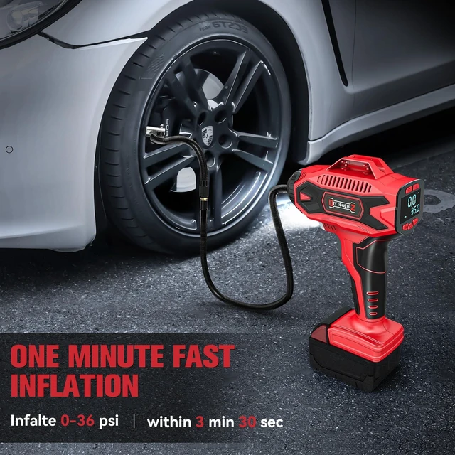 Alt view image 4 of 7 - 160PSI Tire Inflator Compatible with Milwaukee 18V Battery | Portable Air Compressor Cordless Air Pump with Digital Pressure Gauge for Cars, SUV, Motorcycles, Bikes, Balls (Tool Only)