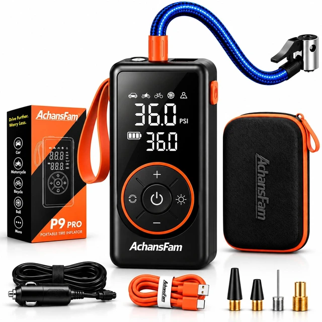 Main image of Tire Inflator 150PSI Portable Air Compressor, 6000mAh & DC Power Support | 6IN1 Emergency Kit, 45L/Min airflow for Cars & SUVs, Digital Gauge, Auto Shut-Off, Extended 22" Hose, Premium EVA case