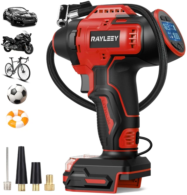 Main image of 160PSI Portable Tire Inflator for Milwaukee 18V Battery, Tool Only | Tire Pump with Pressure Gauge, Auto-Shutoff, Fast Inflation, LED Light, Air Compressor Portable for Car Motorcycle Bike Ball