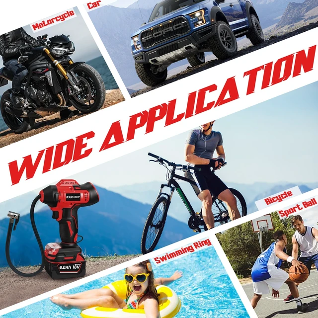 Alt view image 6 of 6 - 160PSI Portable Tire Inflator for Milwaukee 18V Battery, Tool Only | Tire Pump with Pressure Gauge, Auto-Shutoff, Fast Inflation, LED Light, Air Compressor Portable for Car Motorcycle Bike Ball