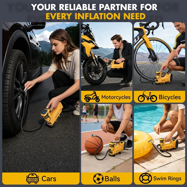 Alt view image 7 of 7 - ire Inflator Portable Air Compressor Compatible with Dewalt 20V Battery Electric Air Pump with Digital Pressure Gauge, Built-In Deflation Valve for Cars Bikes Balls(Battery Not Included)