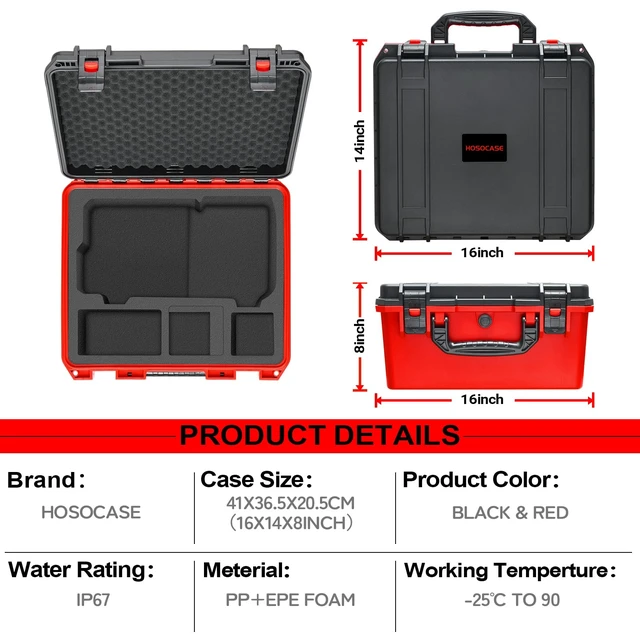 Alt view image 3 of 6 - Case for Milwaukee Air Compressor Accessories: Waterproof for M18 2848-20 | Hard Case with Foam for Cordless Tire Inflator, Air Pump Storage Box for Tool, 3.0-12.0 Battery, Charger (Case Only)