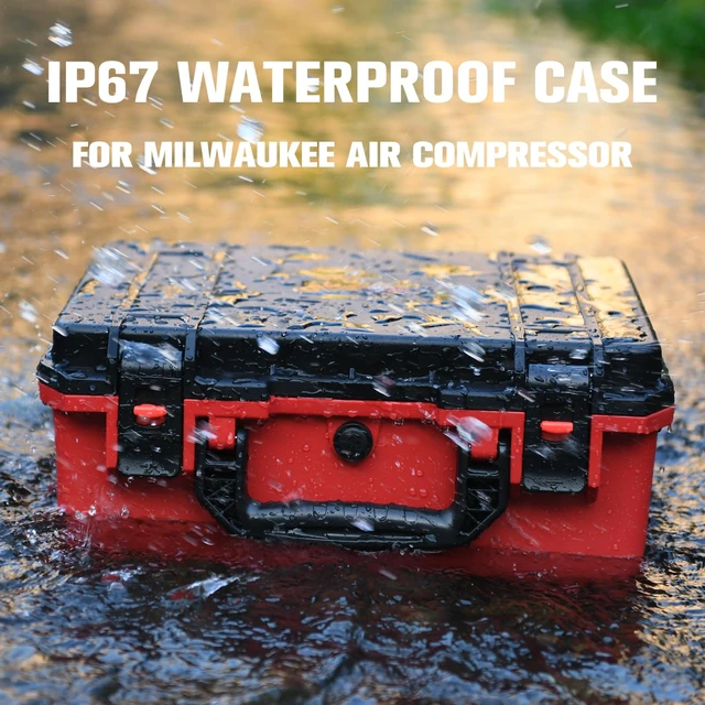 Alt view image 5 of 6 - Case for Milwaukee Air Compressor Accessories: Waterproof for M18 2848-20 | Hard Case with Foam for Cordless Tire Inflator, Air Pump Storage Box for Tool, 3.0-12.0 Battery, Charger (Case Only)