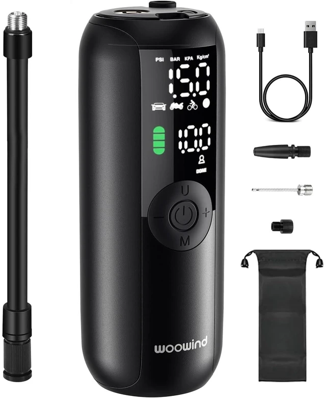 Main image of LP1 Bike Pump 150PSI, Tire Inflator Portable Air Compressor | Bicycle Pump with Auto Shut Off, 1 Minute Fast Inflation, Air Pump for Car, Bikes, Motorcycles, Digital Pressure Gauge, LED
