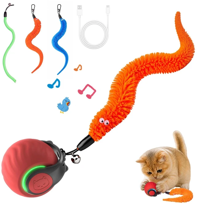 Main image of Interactive Cat Toys with Bird Sounds & 3 Speed Modes for Indoor Cats Play | Bird Sounds, 3 Speed Modes, Rechargeable Automatic Rolling, 3 Tails, Fast Charging Ball, For Indoor