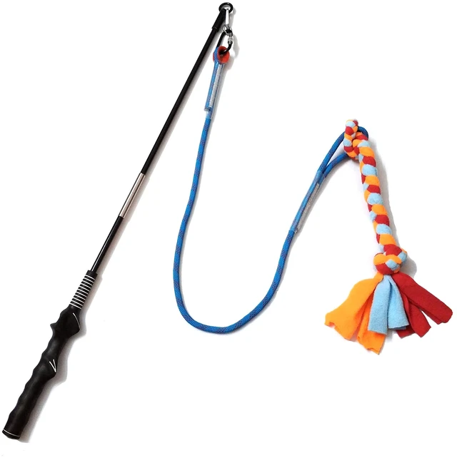 Main image of Interactive Flirt Pole Toy for Dogs Chase,Outdoor Exercise,Agility Training | Durable Teaser Wand with Pet Fleece Rope Tether Lure,for Small Medium Large Breeds High Energy Dogs Herding and Tug of war
