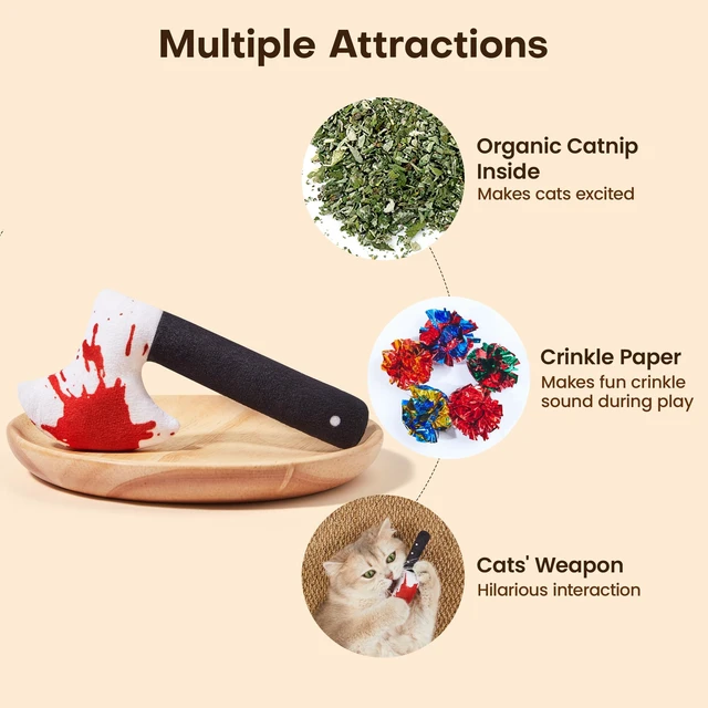 Alt view image 2 of 6 - 4Pcs Cat Toys, Horror Halloween Knife-Shaped Kitten Catnip Crinkly Sound Toys, Indoor Exercise for All Cat Breeds 6.5 Inches