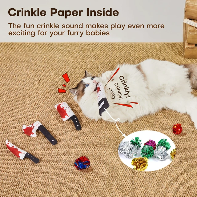 Alt view image 4 of 6 - 4Pcs Cat Toys, Horror Halloween Knife-Shaped Kitten Catnip Crinkly Sound Toys, Indoor Exercise for All Cat Breeds 6.5 Inches
