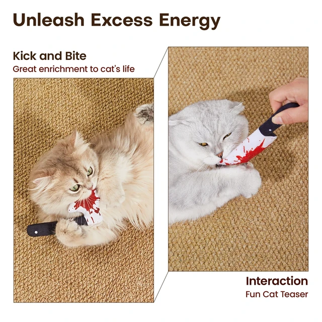Alt view image 5 of 6 - 4Pcs Cat Toys, Horror Halloween Knife-Shaped Kitten Catnip Crinkly Sound Toys, Indoor Exercise for All Cat Breeds 6.5 Inches