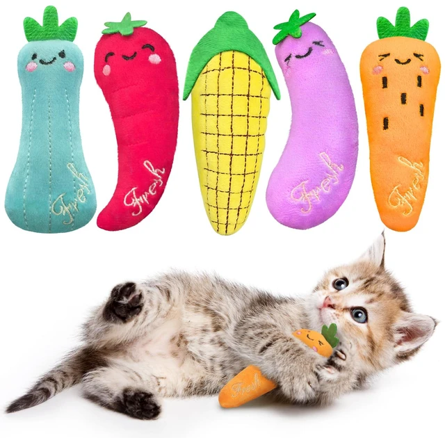 Main image of 5Pcs Catnip Cat Toys for Indoor Cats Kitten, Cute Vegetable Shape | Soft Plush Interactive Cat Nip Kitty Toys, Fun Cat Kicke Chew Teeth Cleaning & Boredom Relief