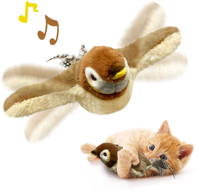 Main image of Cat Toys, Flapping Wings Sparrow, No Flying, Chirping Bird Interactive Catnip Toy for Kitten or Small Dogs, Touch Activated, Rechargeable
