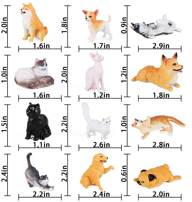 Alt view image 3 of 6 - 12PCS Mini Dogs & Cats Figures, Cute Realistic Pet Animal Toys | Plastic Assorted Dollhouse Puppy Kitty for Kids Preschool Learning Christmas Easter Birthday Party Favors Cake Decorations