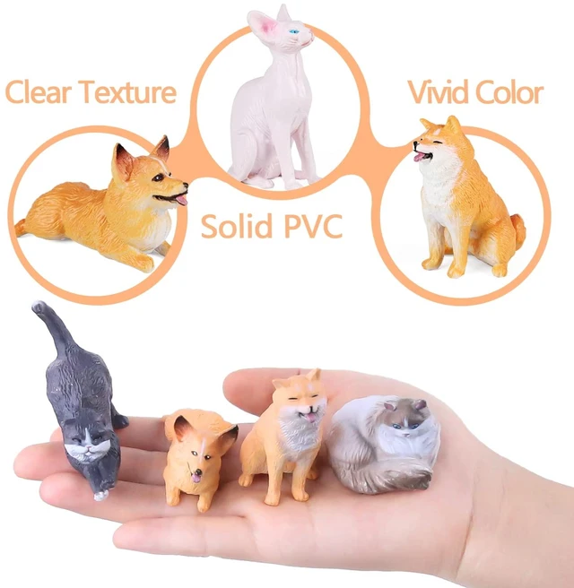 Alt view image 5 of 6 - 12PCS Mini Dogs & Cats Figures, Cute Realistic Pet Animal Toys | Plastic Assorted Dollhouse Puppy Kitty for Kids Preschool Learning Christmas Easter Birthday Party Favors Cake Decorations