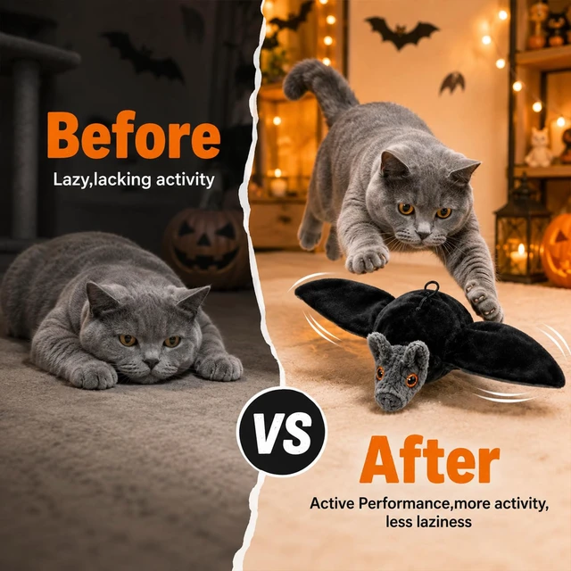 Alt view image 3 of 7 - Flying Bat Dog Toy,Flapping Bird Interactive Cat Toy,Flying Bt Toy for Dogs | Cute Flapping Wings Electric Teasing Cat/Dog Toy,Indoor Chase Toy for Exercise,Hanging and Ground Play(1Pc)