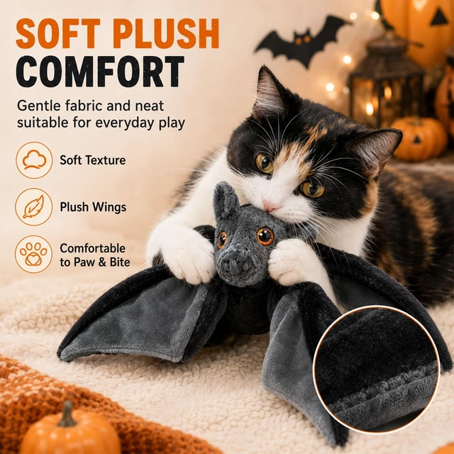Alt view image 4 of 7 - Flying Bat Dog Toy,Flapping Bird Interactive Cat Toy,Flying Bt Toy for Dogs | Cute Flapping Wings Electric Teasing Cat/Dog Toy,Indoor Chase Toy for Exercise,Hanging and Ground Play(1Pc)