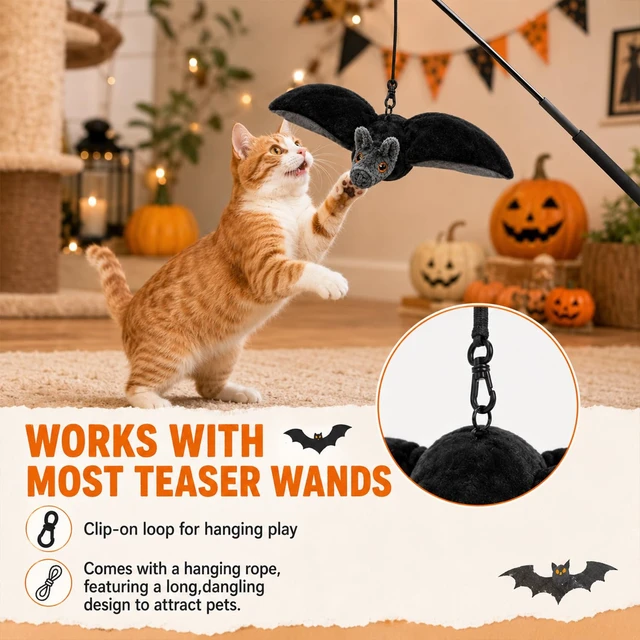 Alt view image 5 of 7 - Flying Bat Dog Toy,Flapping Bird Interactive Cat Toy,Flying Bt Toy for Dogs | Cute Flapping Wings Electric Teasing Cat/Dog Toy,Indoor Chase Toy for Exercise,Hanging and Ground Play(1Pc)