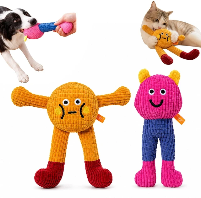 Main image of Cat & Dog Chew Toys, 2-Pack Pet Catnip Toys with Squeaker & Crinkle Paper, Eco-Friendly Crinkle Chew Toy for Cats and Dogs, Interactive Plush Toys for Boredom Relief