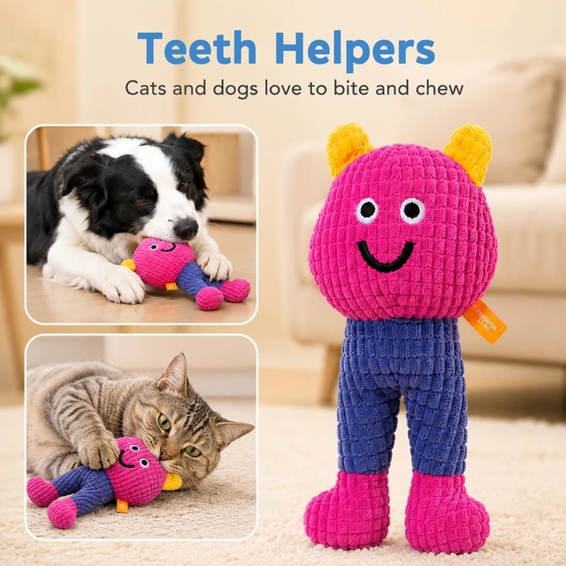 Alt view image 2 of 4 - Cat & Dog Chew Toys, 2-Pack Pet Catnip Toys with Squeaker & Crinkle Paper, Eco-Friendly Crinkle Chew Toy for Cats and Dogs, Interactive Plush Toys for Boredom Relief